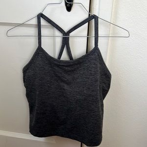 Grey, racer back, cropped tank. Size medium